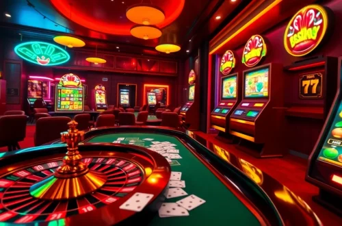 Experience the thrill of gambling with tải Kingfun, showcasing vibrant casino games and slot machines in action.